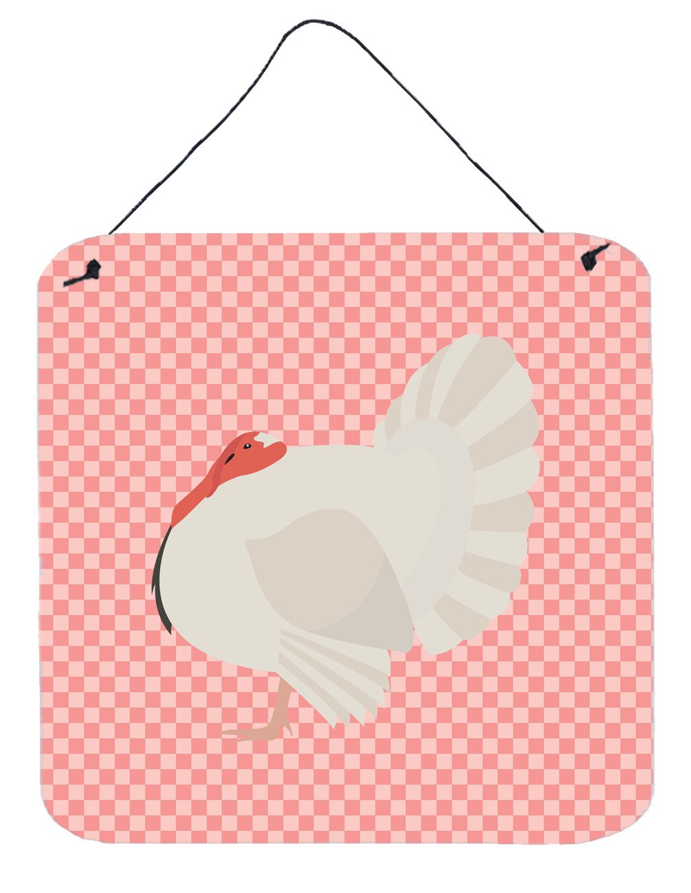 White Holland Turkey Pink Check Wall or Door Hanging Prints BB7983DS66 by Caroline's Treasures