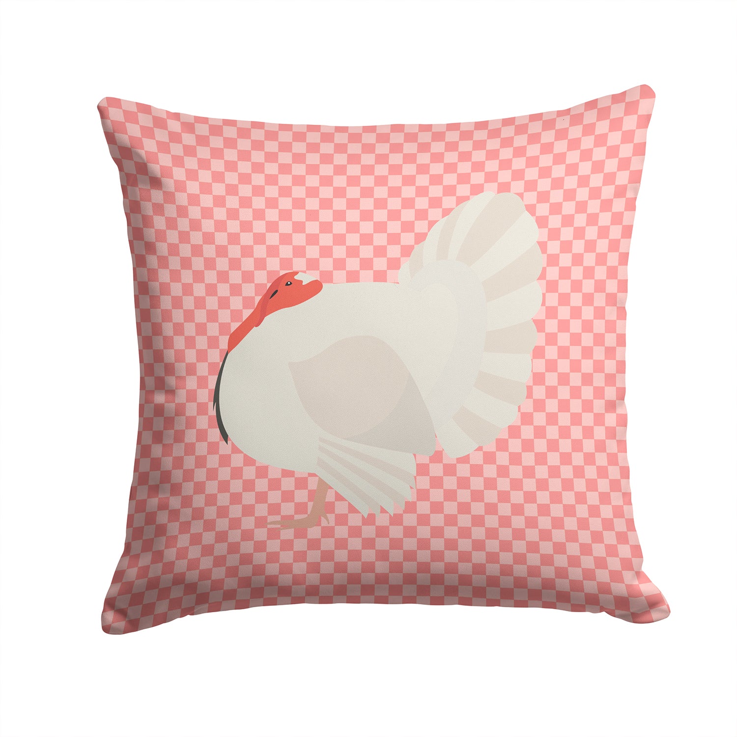 White Holland Turkey Pink Check Fabric Decorative Pillow BB7983PW1414 - the-store.com