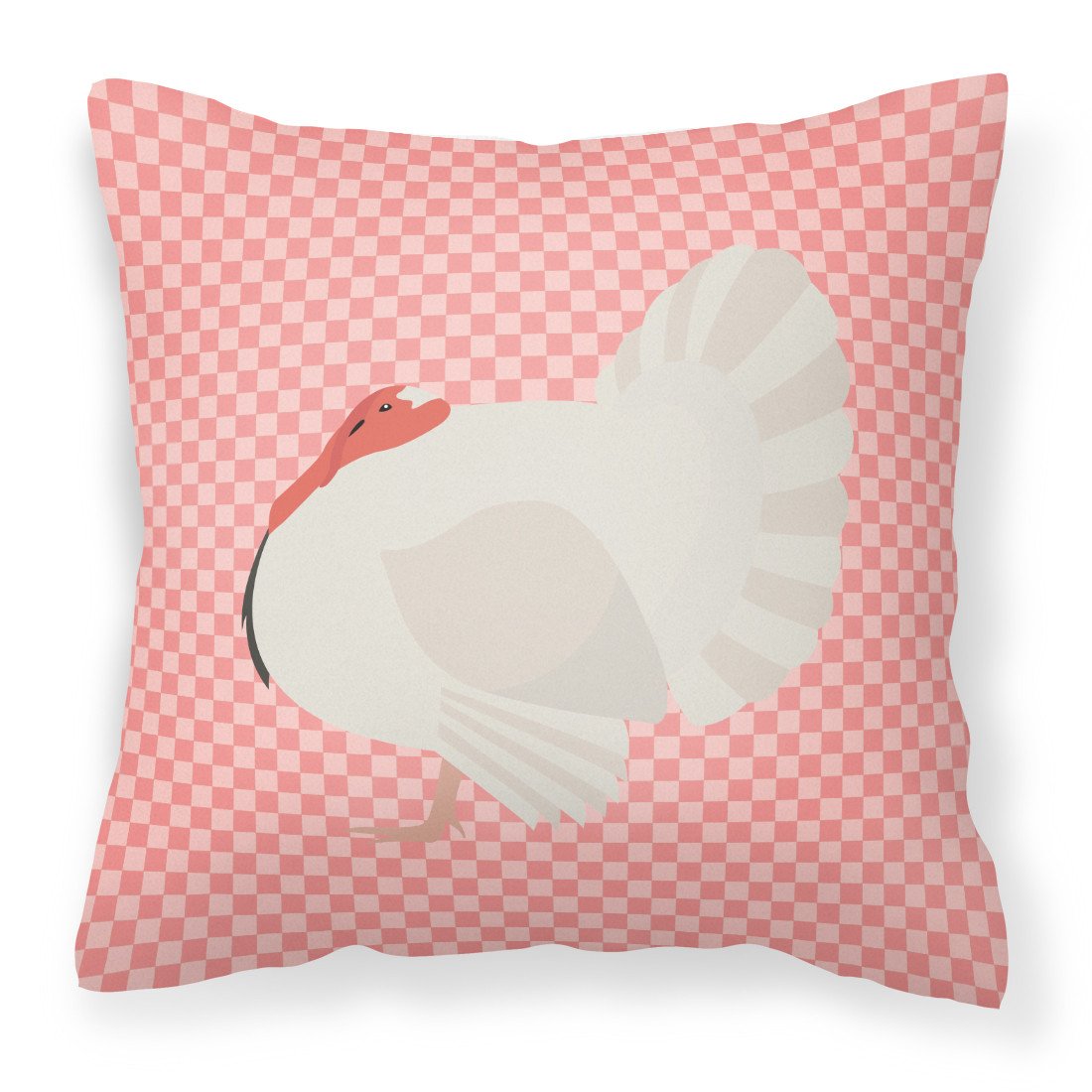 White Holland Turkey Pink Check Fabric Decorative Pillow BB7983PW1818 by Caroline&#39;s Treasures