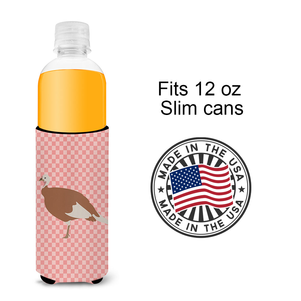 Jersey Buff Turkey Hen Pink Check  Ultra Hugger for slim cans  the-store.com.
