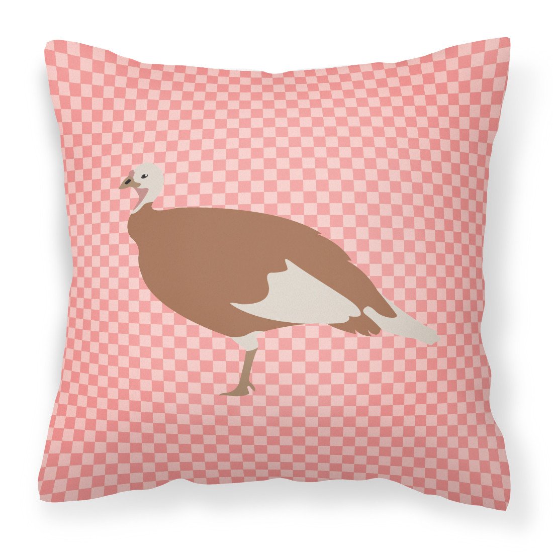 Jersey Buff Turkey Hen Pink Check Fabric Decorative Pillow BB7984PW1818 by Caroline&#39;s Treasures