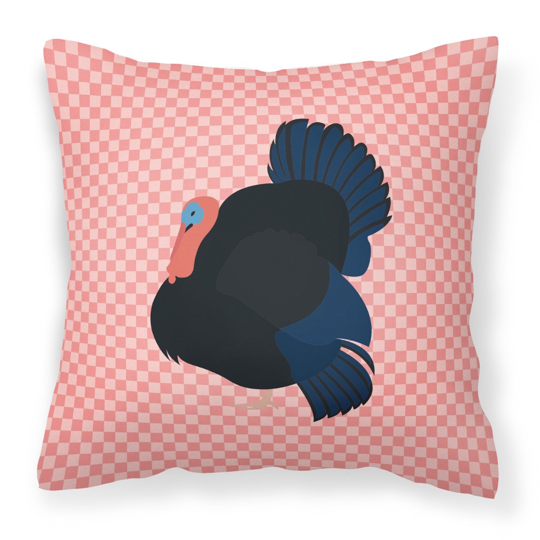 Norfolk Black Turkey Pink Check Fabric Decorative Pillow BB7985PW1818 by Caroline&#39;s Treasures