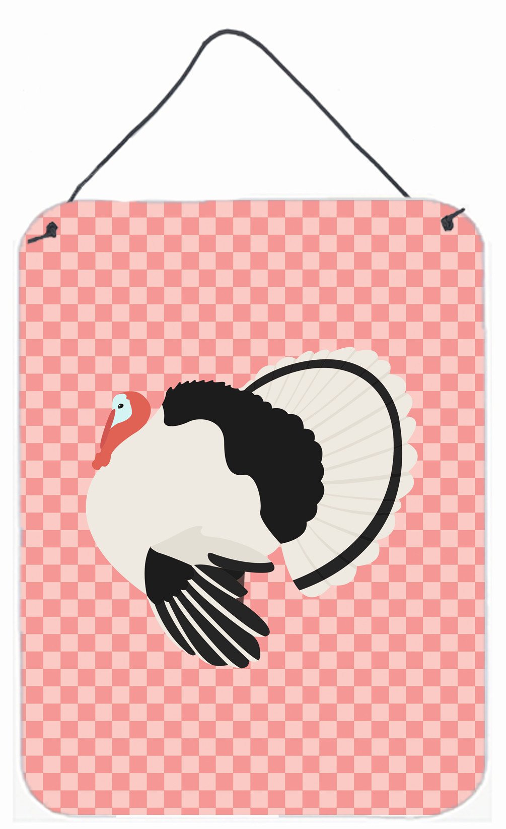 Royal Palm Turkey Pink Check Wall or Door Hanging Prints BB7988DS1216 by Caroline&#39;s Treasures