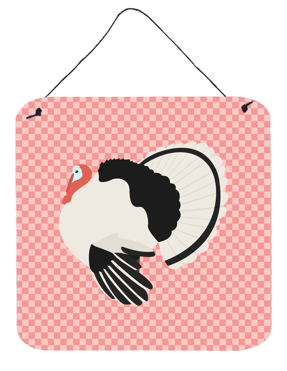 Royal Palm Turkey Pink Check Wall or Door Hanging Prints BB7988DS66 by Caroline&#39;s Treasures