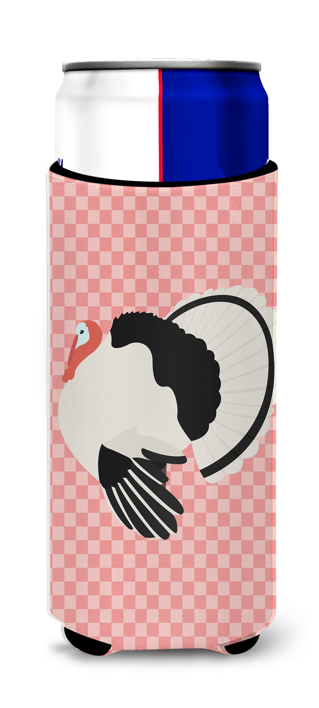 Royal Palm Turkey Pink Check  Ultra Hugger for slim cans  the-store.com.