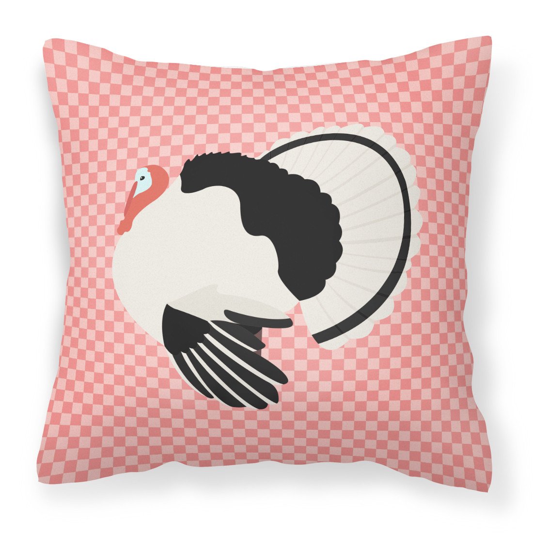 Royal Palm Turkey Pink Check Fabric Decorative Pillow BB7988PW1818 by Caroline&#39;s Treasures