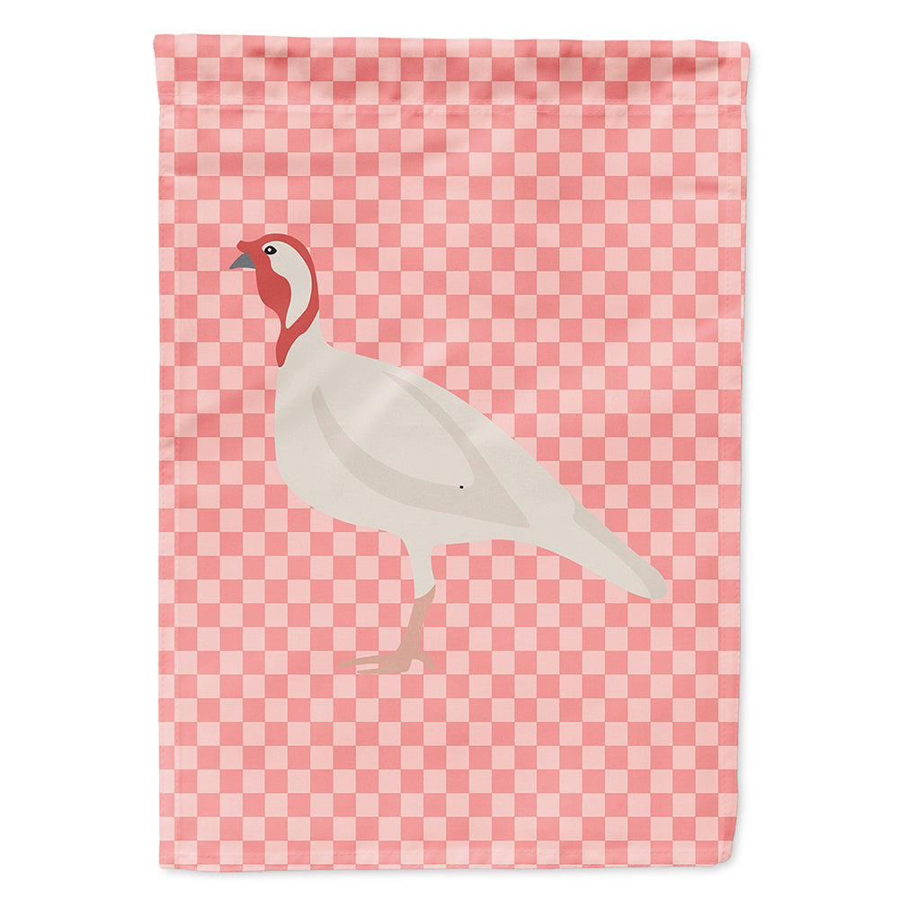 Beltsville Small White Turkey Hen Pink Check Flag Canvas House Size BB7989CHF