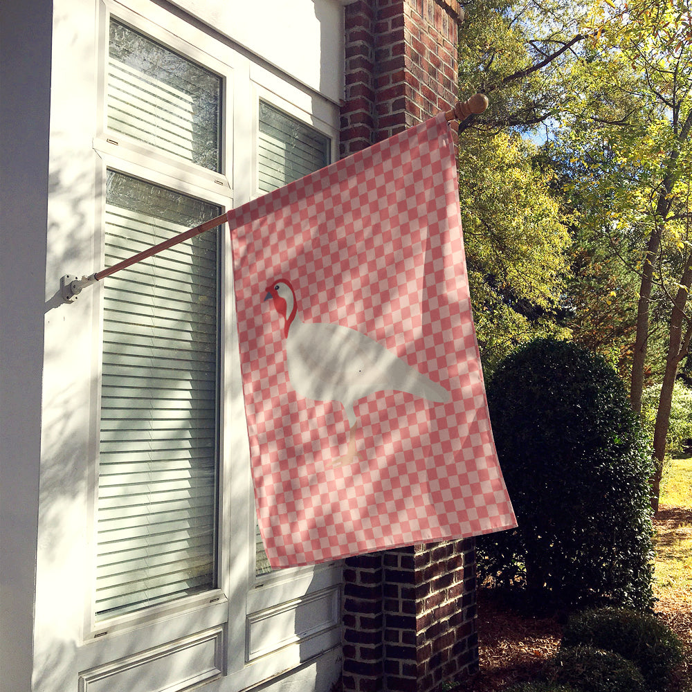 Beltsville Small White Turkey Hen Pink Check Flag Canvas House Size BB7989CHF  the-store.com.