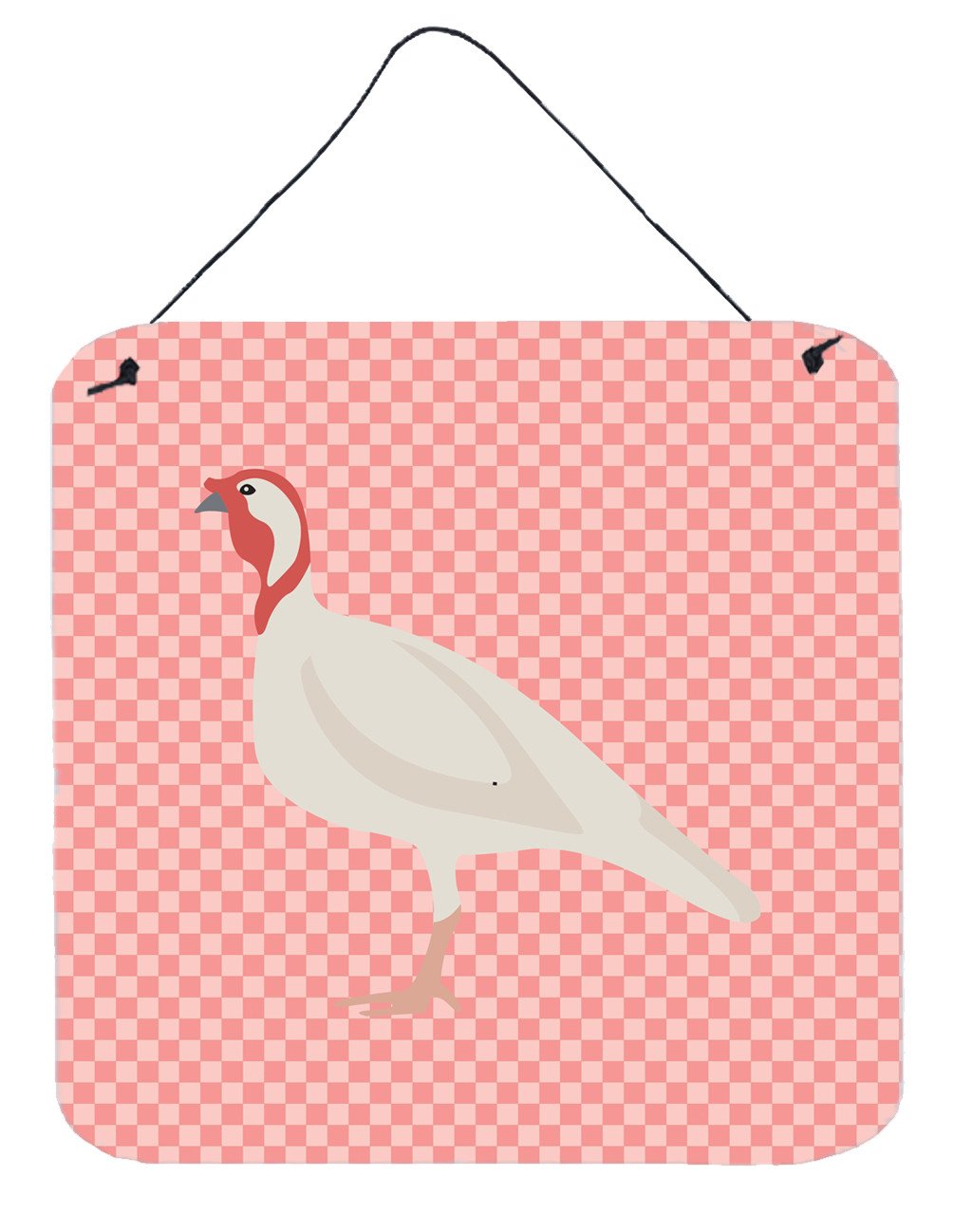 Beltsville Small White Turkey Hen Pink Check Wall or Door Hanging Prints BB7989DS66 by Caroline&#39;s Treasures