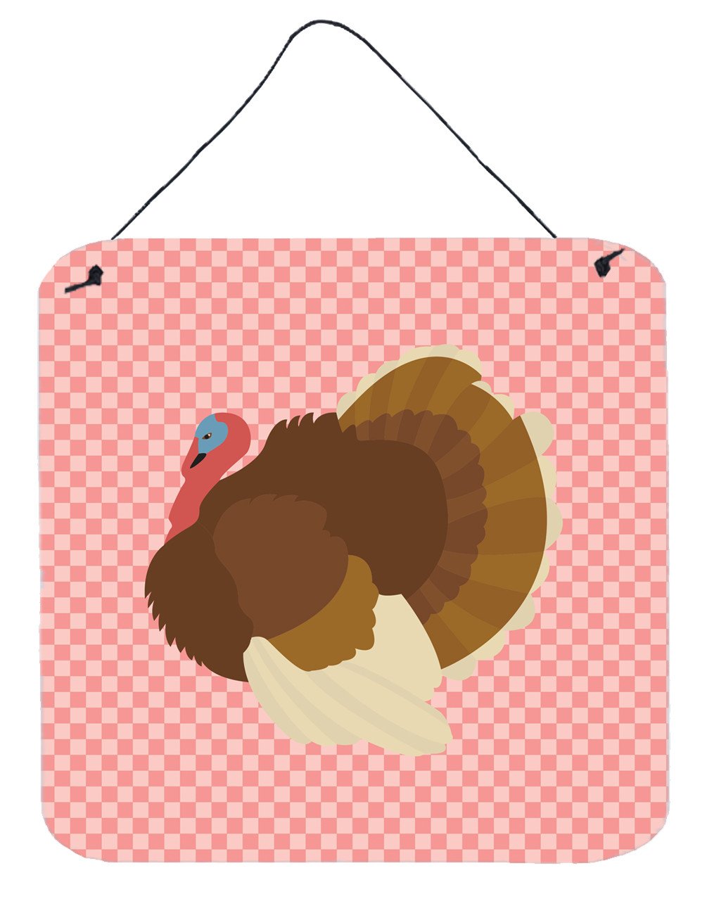 French Turkey Dindon Pink Check Wall or Door Hanging Prints BB7990DS66 by Caroline&#39;s Treasures