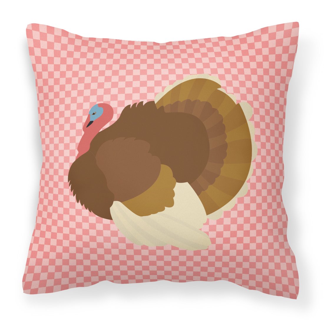 French Turkey Dindon Pink Check Fabric Decorative Pillow BB7990PW1818 by Caroline's Treasures