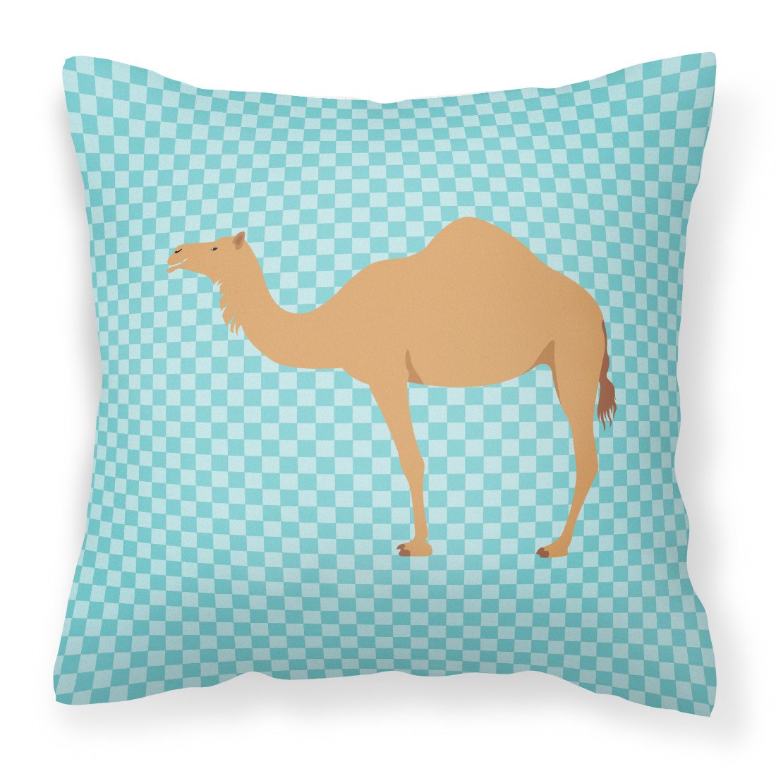 Arabian Camel Dromedary Blue Check Fabric Decorative Pillow BB7991PW1818 by Caroline&#39;s Treasures