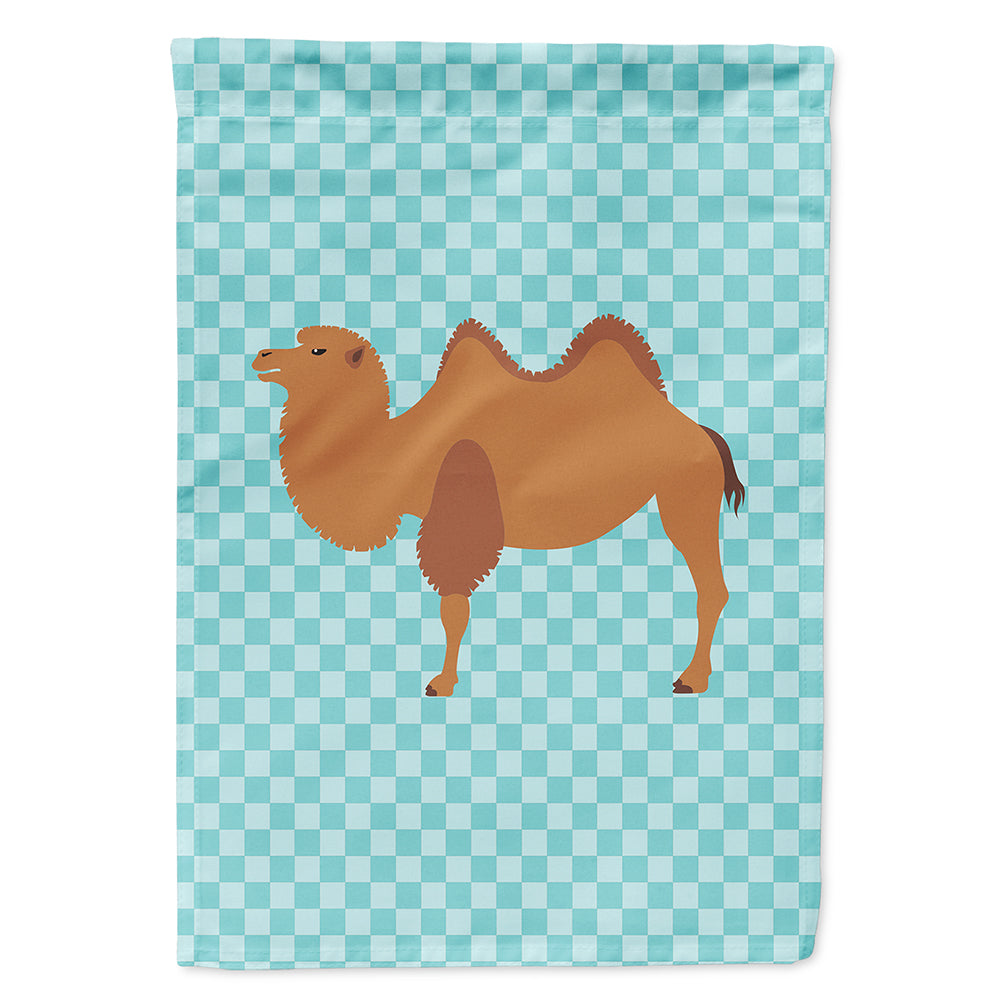 Bactrian Camel Blue Check Flag Canvas House Size BB7992CHF