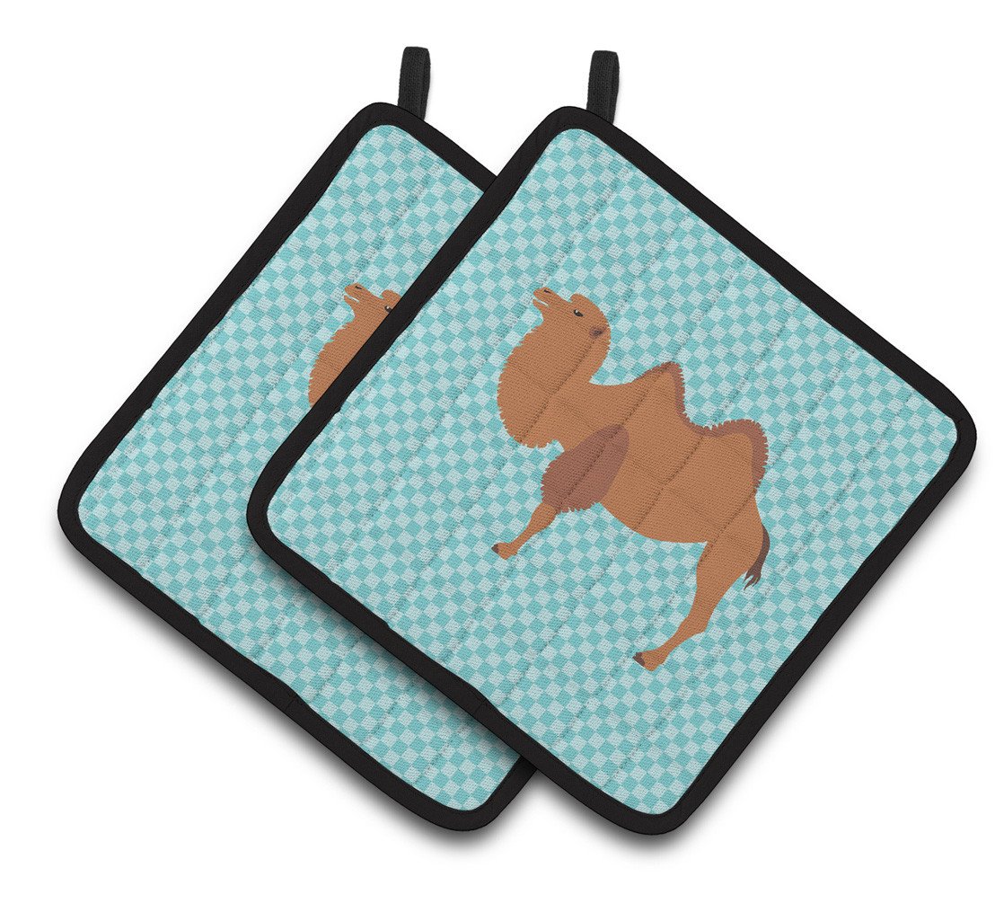 Bactrian Camel Blue Check Pair of Pot Holders BB7992PTHD by Caroline&#39;s Treasures