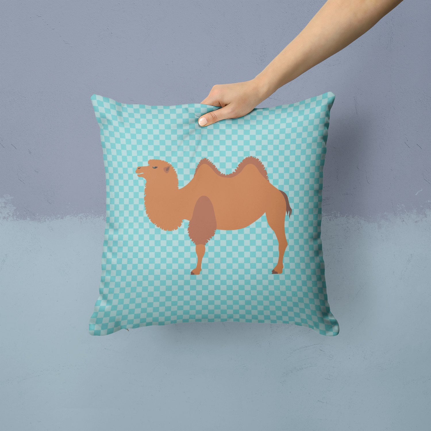 Bactrian Camel Blue Check Fabric Decorative Pillow BB7992PW1414 - the-store.com