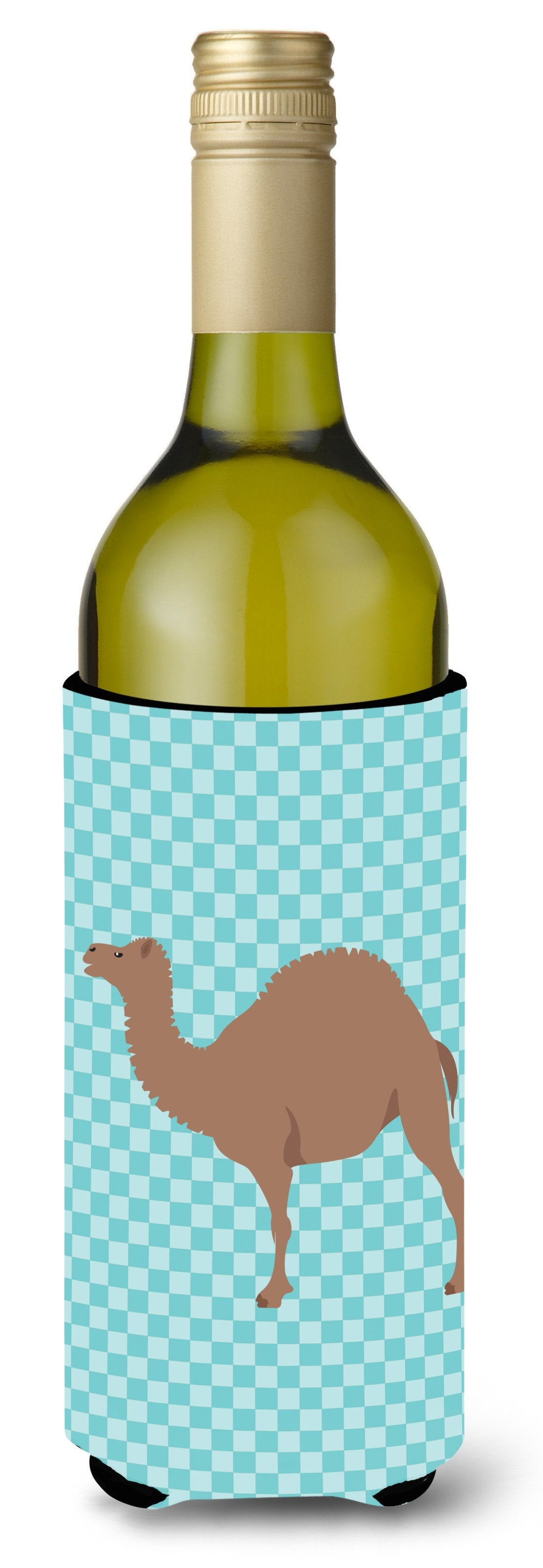 F1 Hybrid Camel Blue Check Wine Bottle Beverge Insulator Hugger BB7993LITERK by Caroline&#39;s Treasures