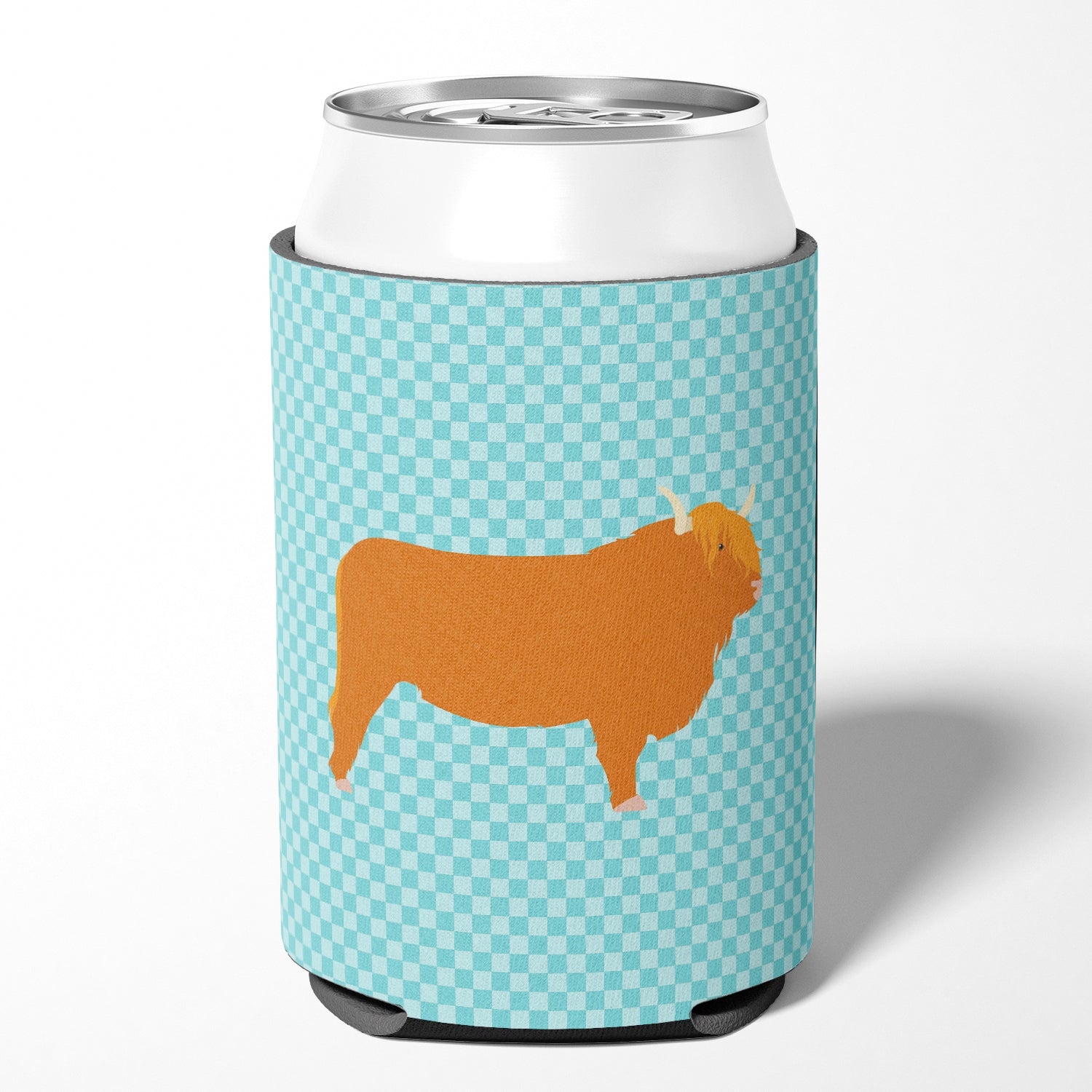 Highland Cow Blue Check Can or Bottle Hugger BB7994CC  the-store.com.