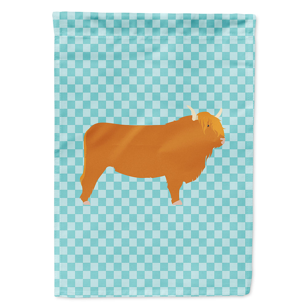 Highland Cow Blue Check Flag Canvas House Size BB7994CHF  the-store.com.