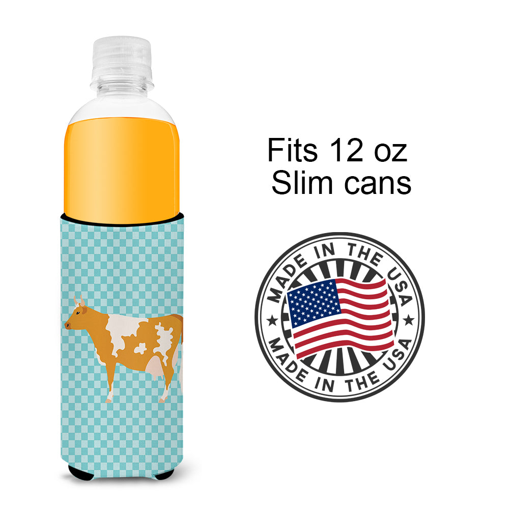 Guernsey Cow Blue Check  Ultra Hugger for slim cans  the-store.com.