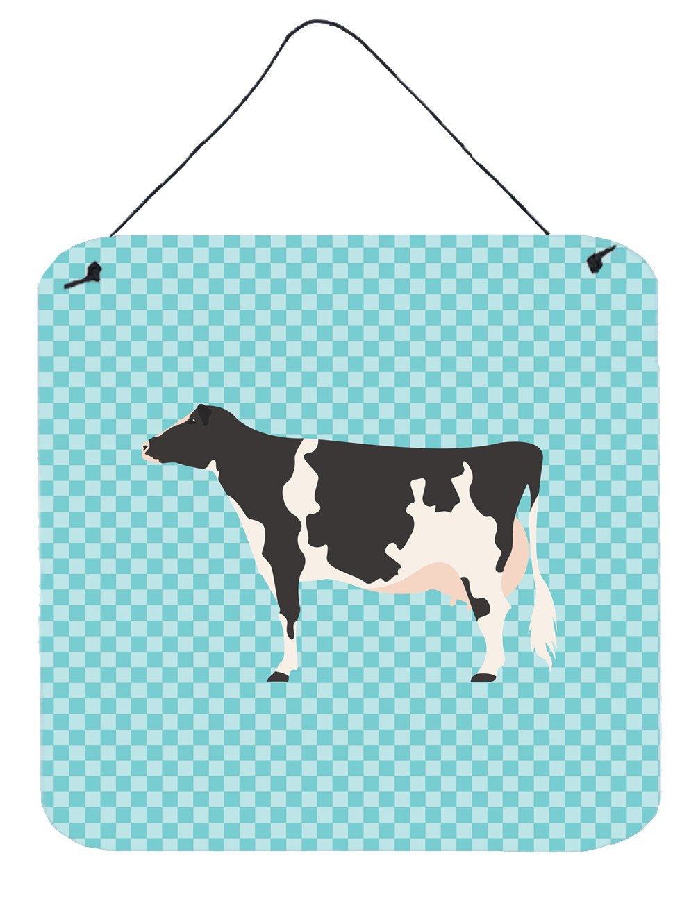 Holstein Cow Blue Check Wall or Door Hanging Prints BB7996DS66 by Caroline's Treasures