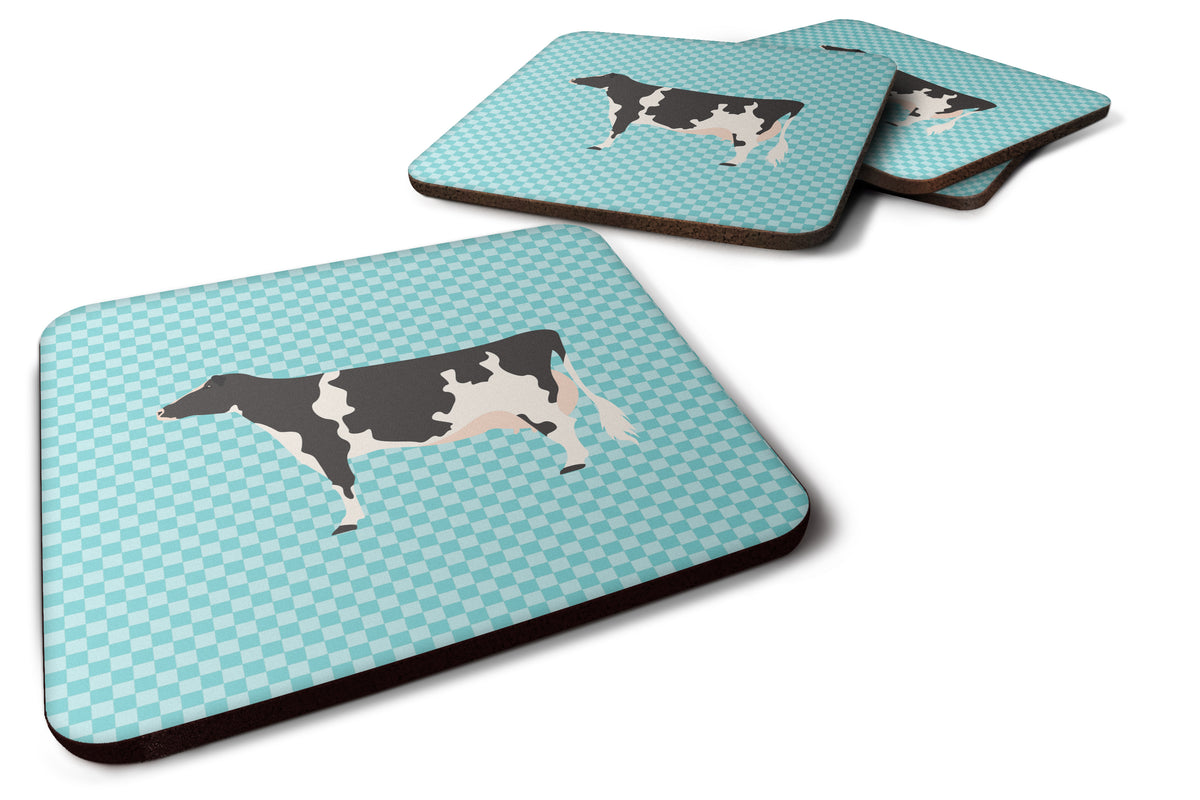 Holstein Cow Blue Check Foam Coaster Set of 4 BB7996FC - the-store.com