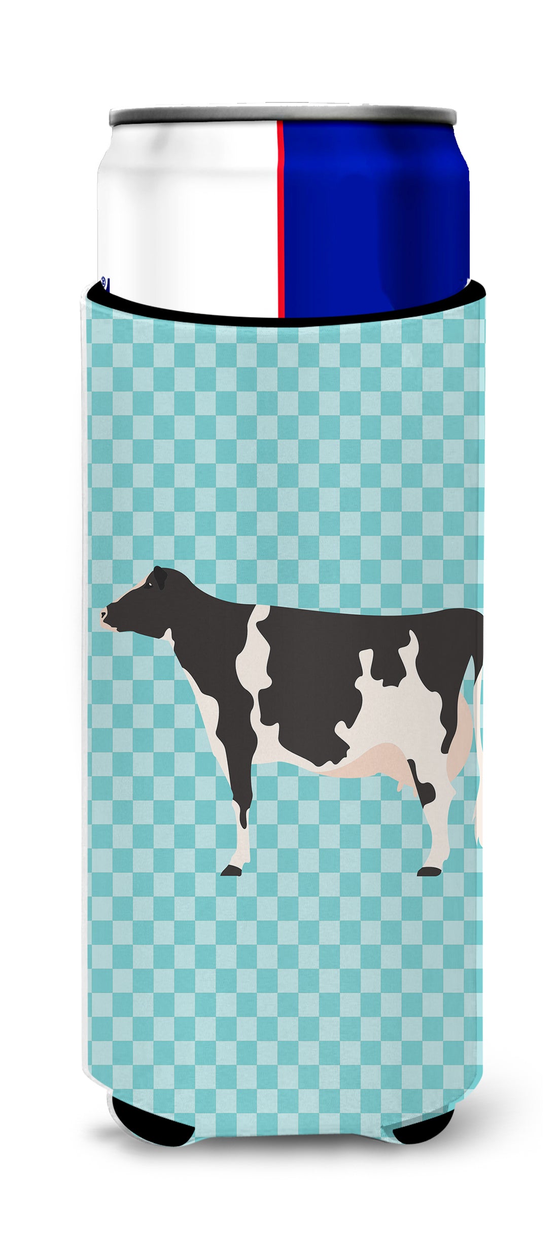 Holstein Cow Blue Check  Ultra Hugger for slim cans  the-store.com.