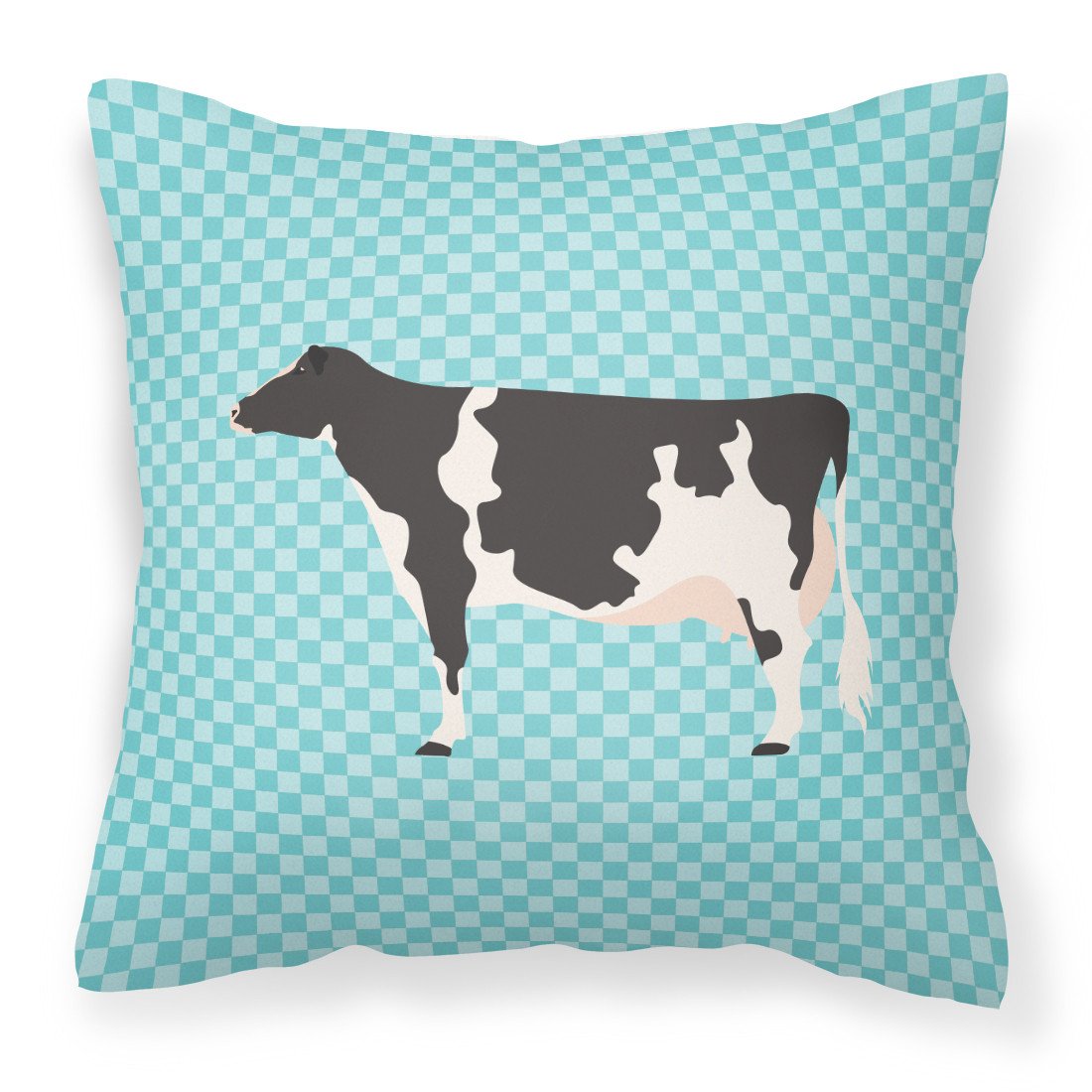 Holstein Cow Blue Check Fabric Decorative Pillow BB7996PW1818 by Caroline&#39;s Treasures