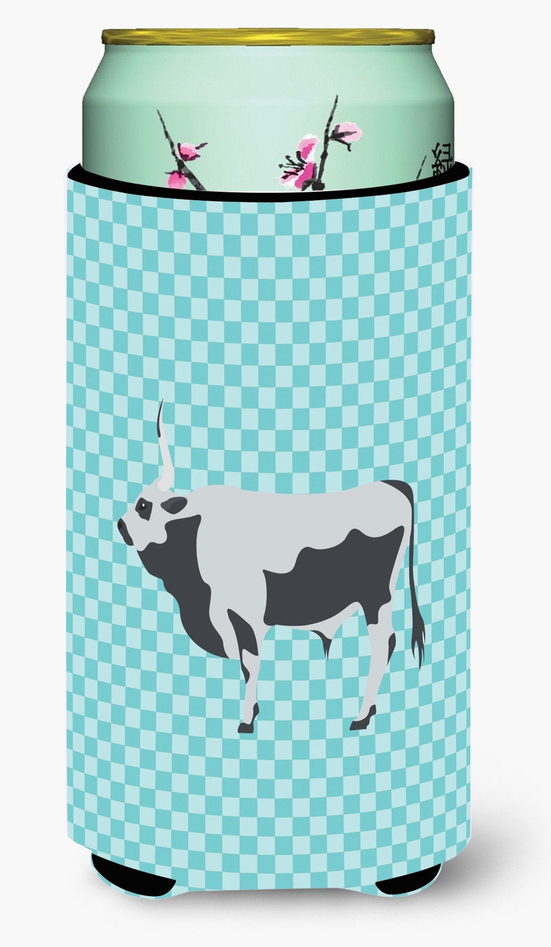 Hungarian Grey Steppe Cow Blue Check Tall Boy Beverage Insulator Hugger BB7998TBC by Caroline's Treasures