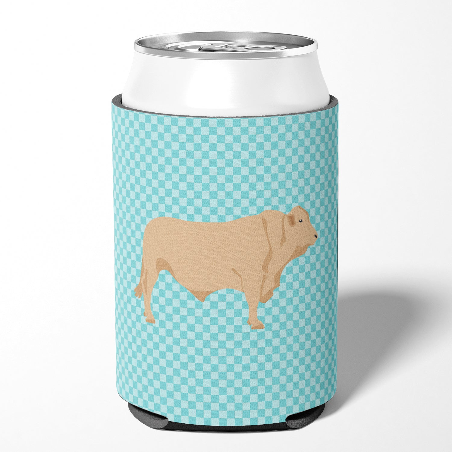 Charolais Cow Blue Check Can or Bottle Hugger BB8000CC  the-store.com.