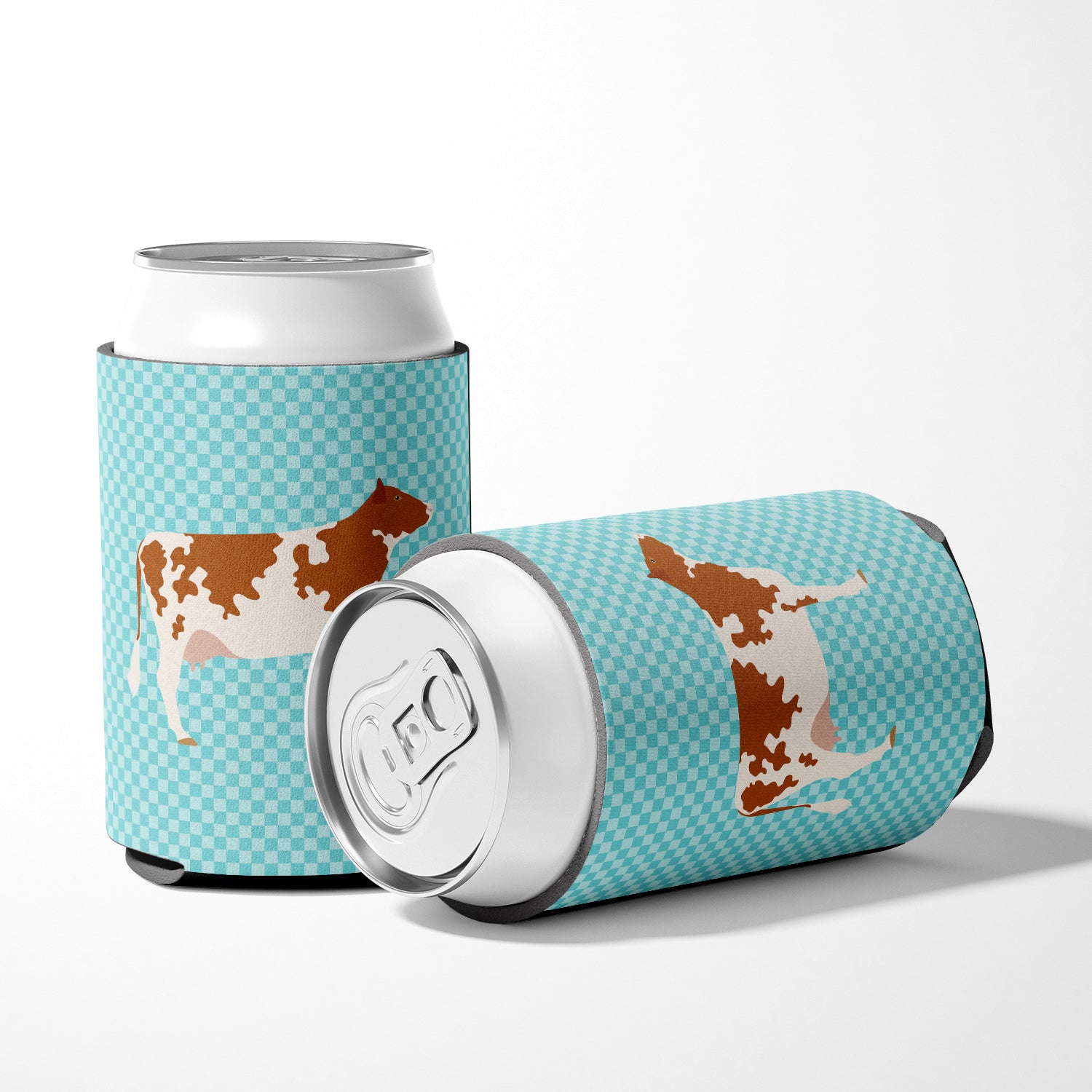 Ayrshire Cow Blue Check Can or Bottle Hugger BB8001CC