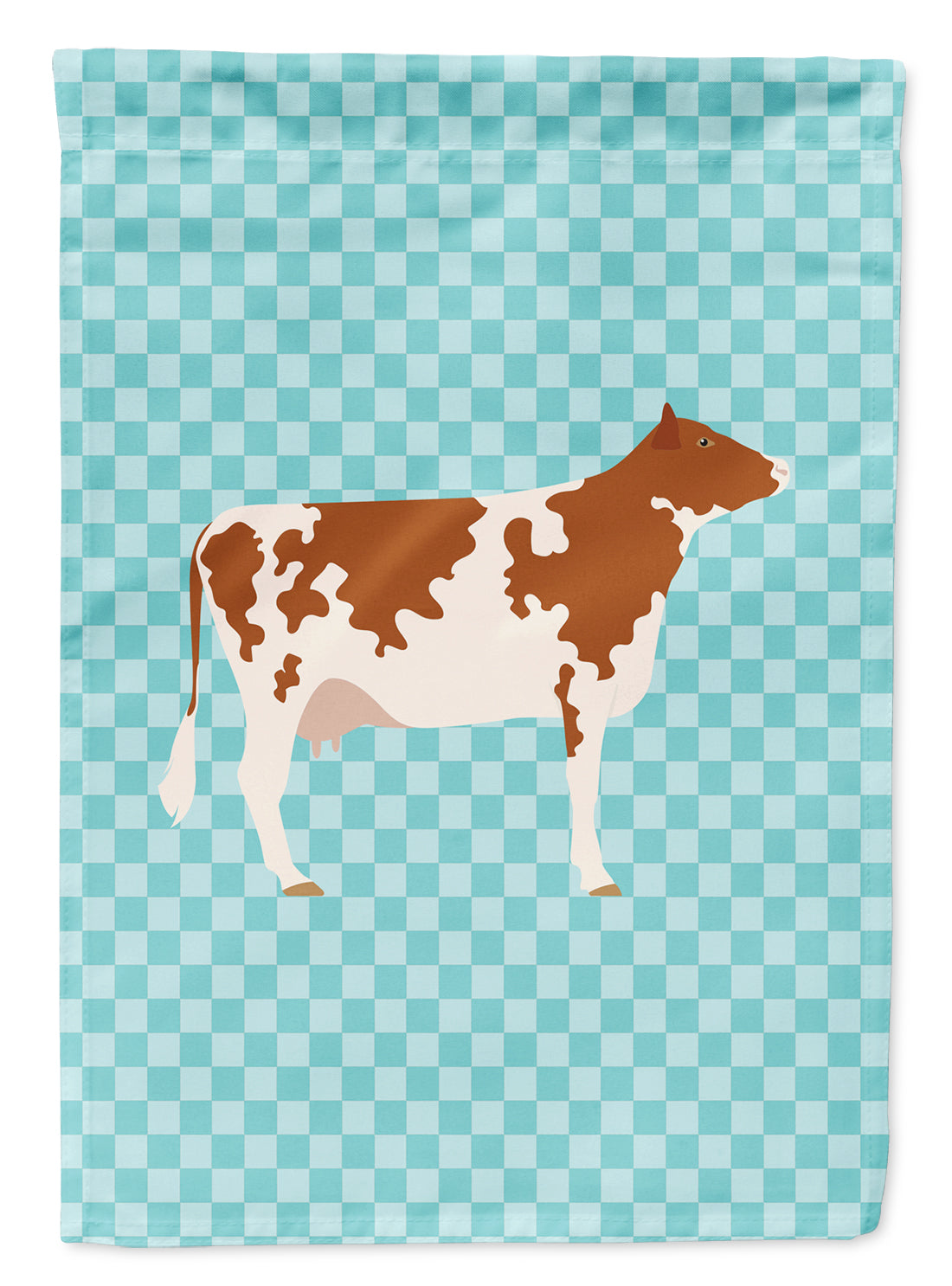 Ayrshire Cow Blue Check Flag Garden Size