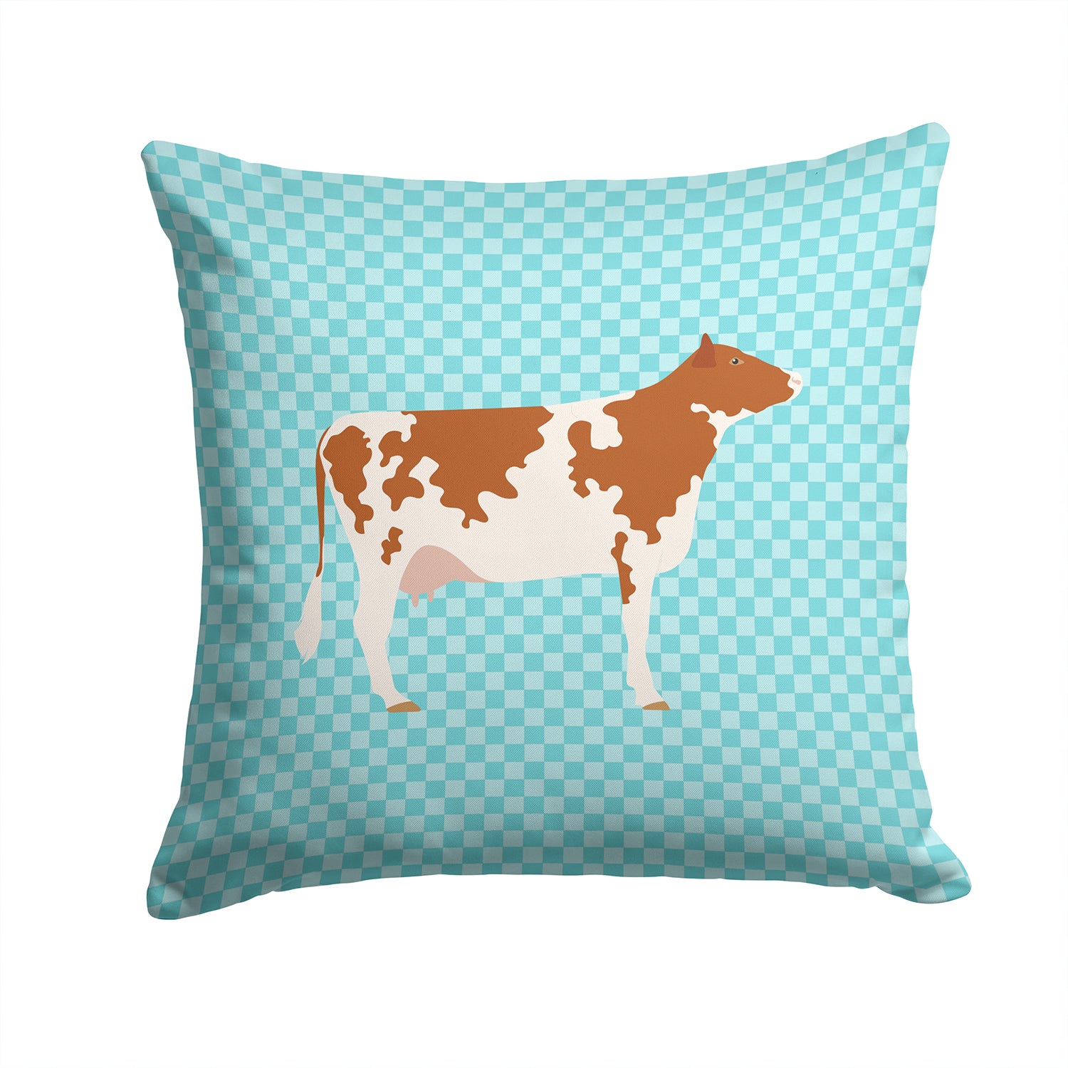 Ayrshire Cow Blue Check Fabric Decorative Pillow BB8001PW1414 - the-store.com