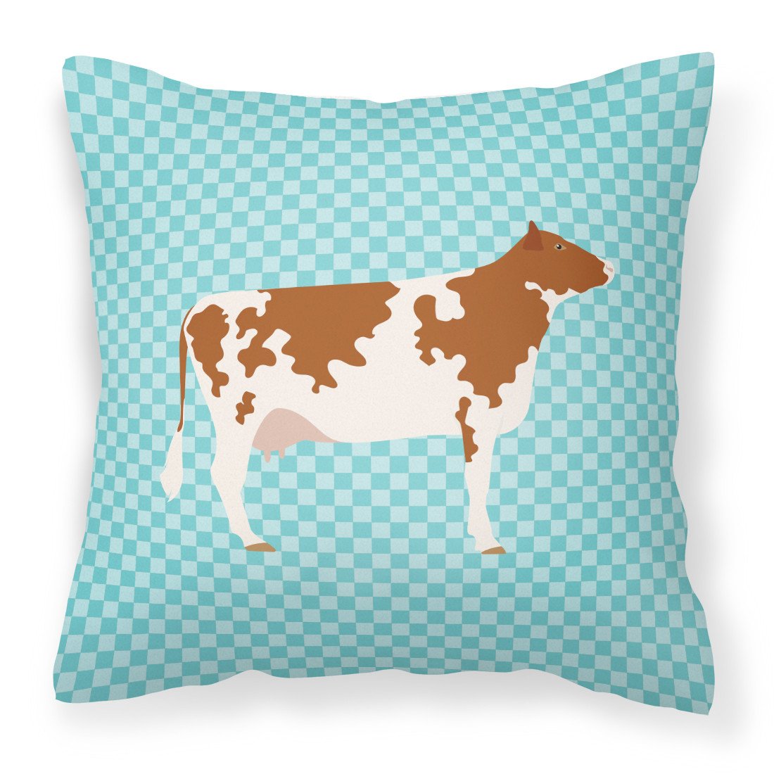 Ayrshire Cow Blue Check Fabric Decorative Pillow BB8001PW1818 by Caroline&#39;s Treasures