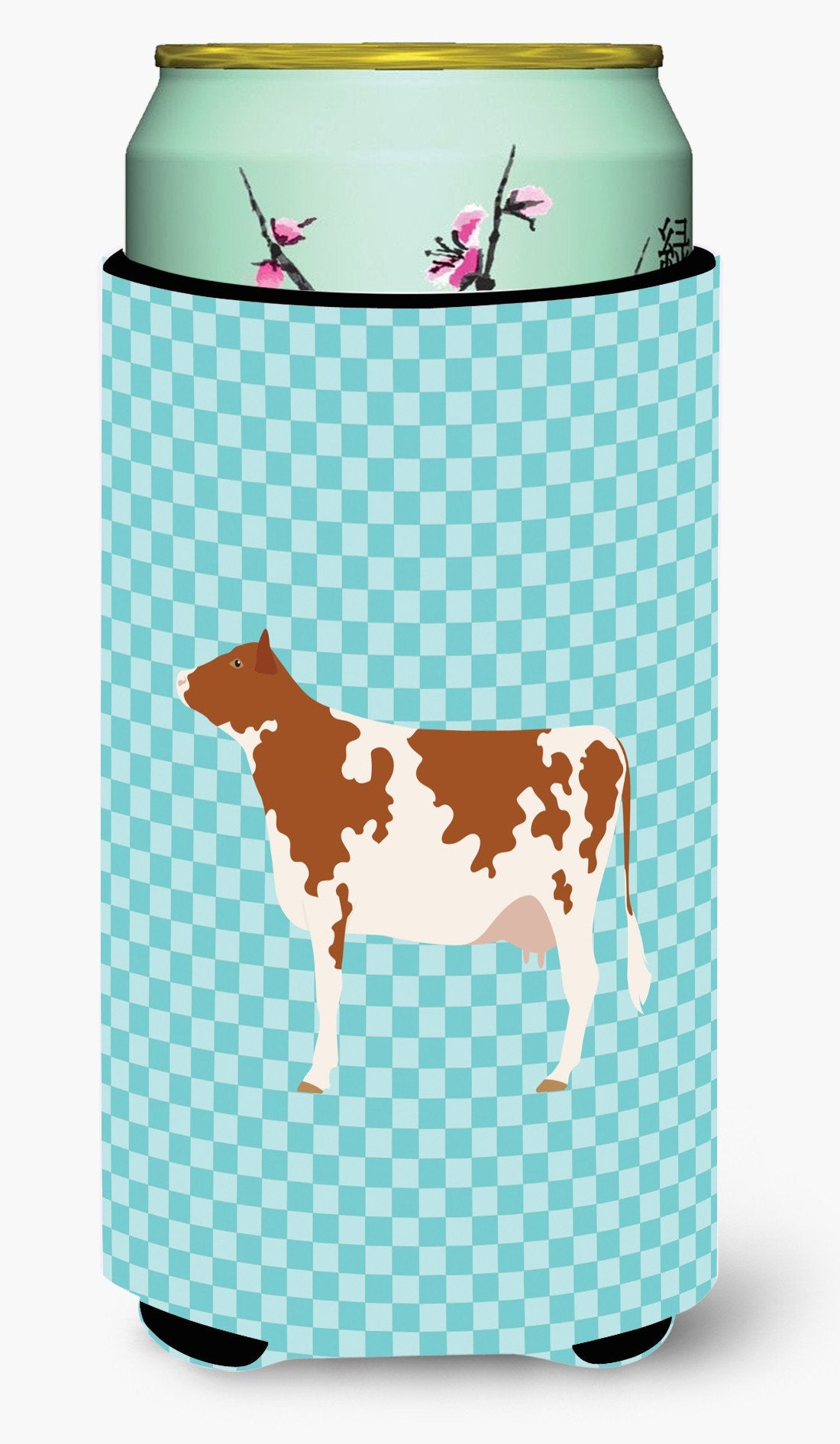 Ayrshire Cow Blue Check Tall Boy Beverage Insulator Hugger BB8001TBC by Caroline&#39;s Treasures