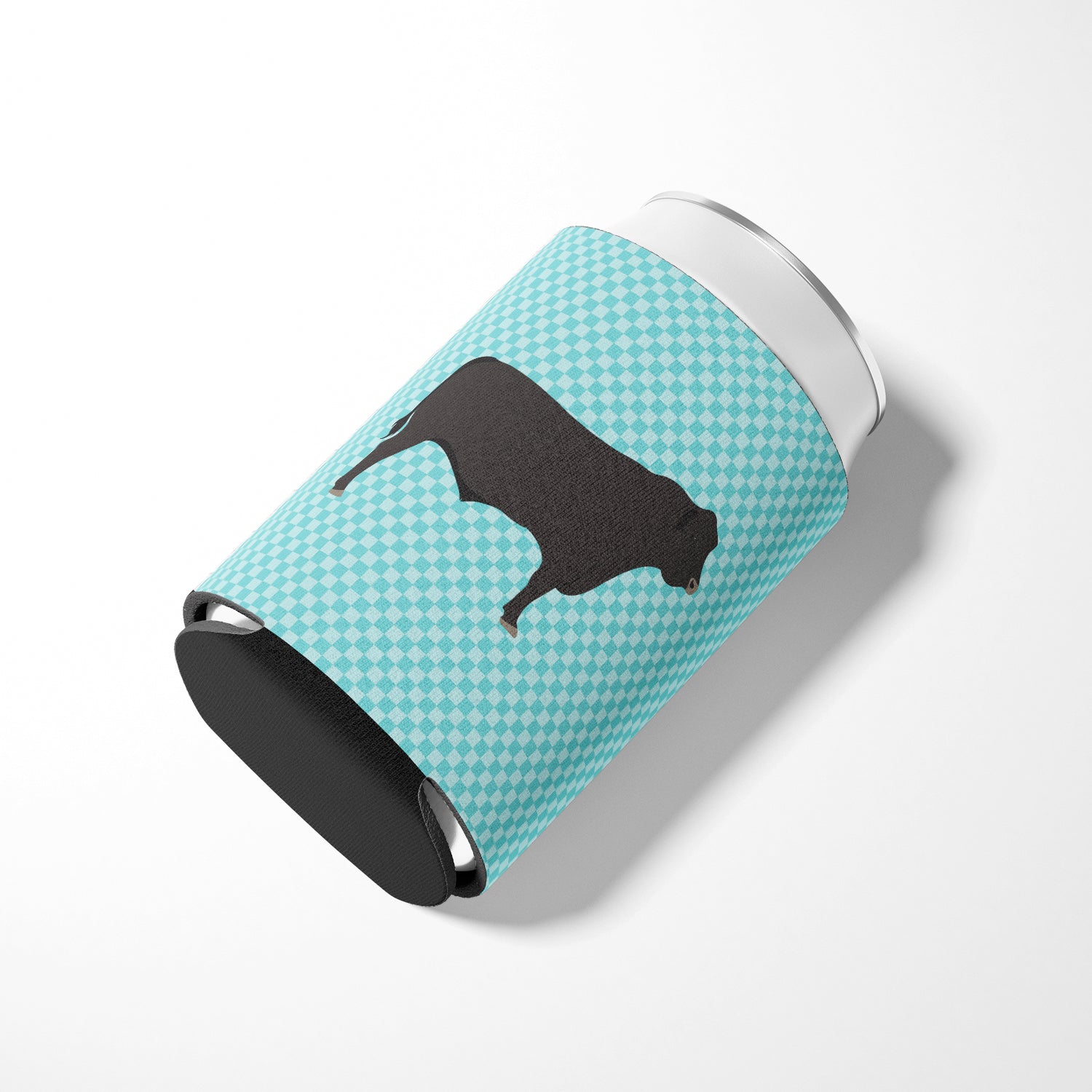 Black Angus Cow Blue Check Can or Bottle Hugger BB8002CC