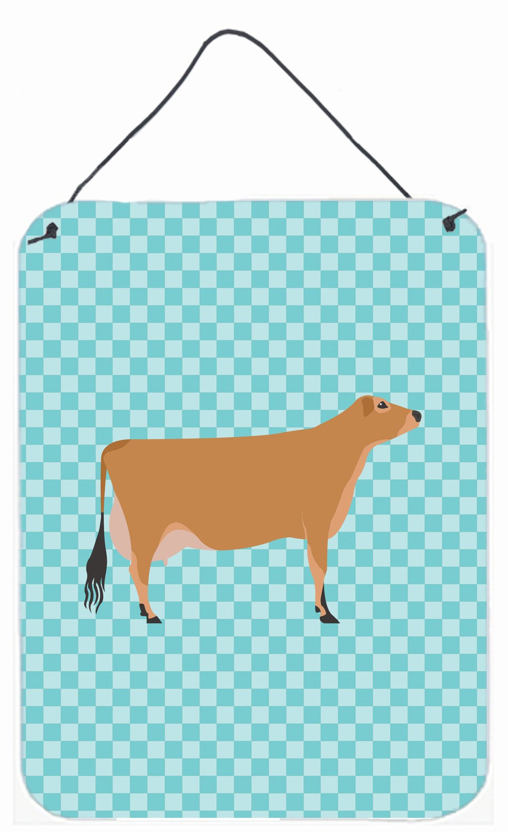 Jersey Cow Blue Check Wall or Door Hanging Prints BB8003DS1216 by Caroline's Treasures