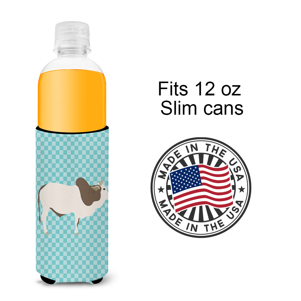 Malvi Cow Blue Check  Ultra Hugger for slim cans  the-store.com.