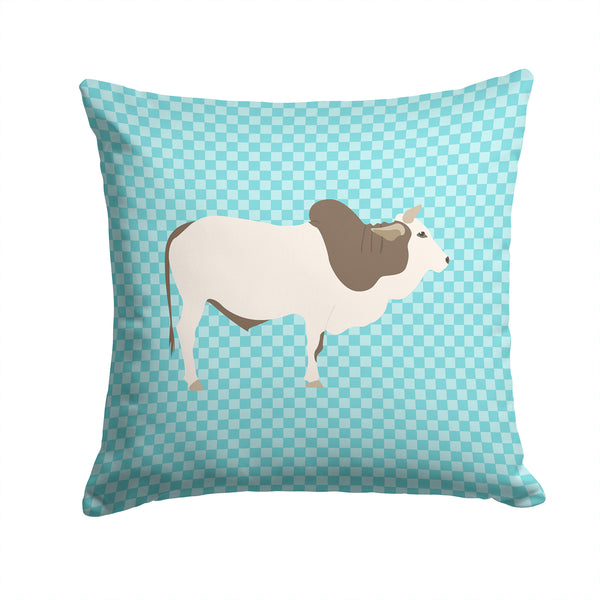 Malvi Cow Blue Check Fabric Decorative Pillow BB8004PW1414 - the-store.com