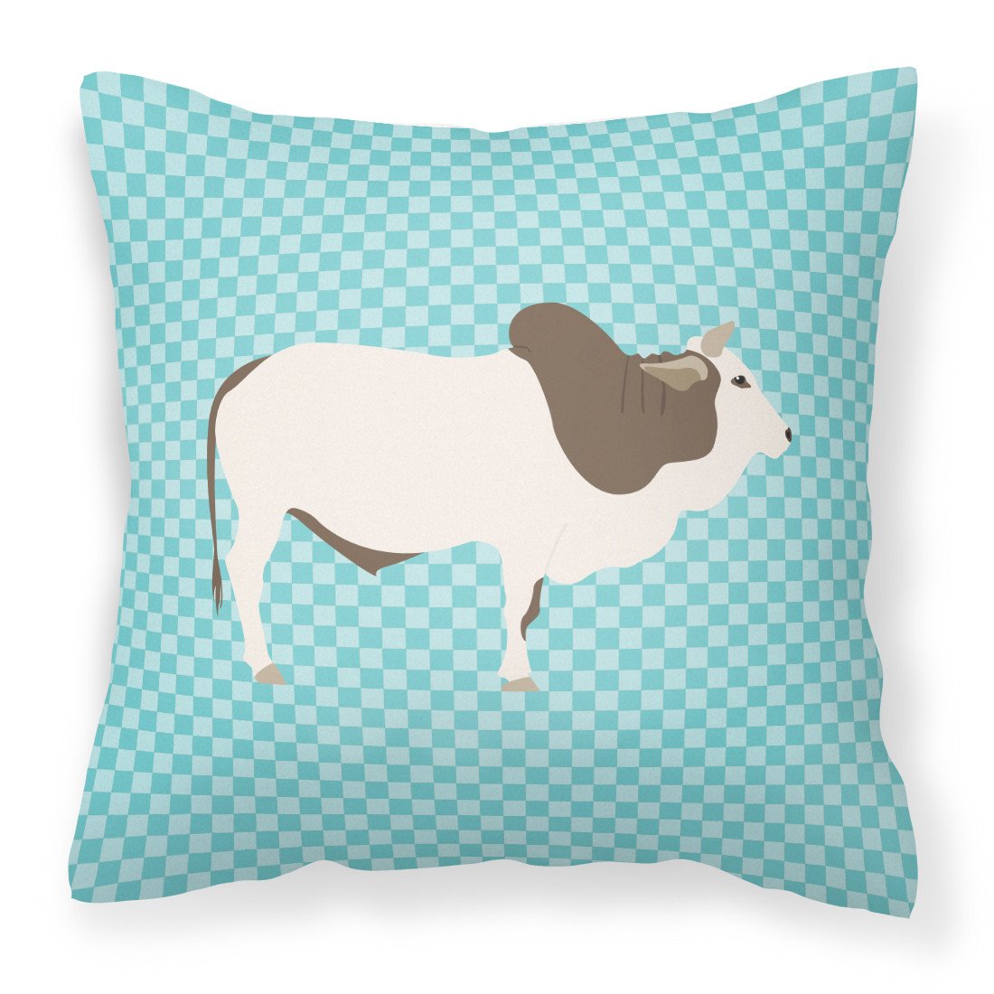 Malvi Cow Blue Check Fabric Decorative Pillow BB8004PW1818 by Caroline&#39;s Treasures