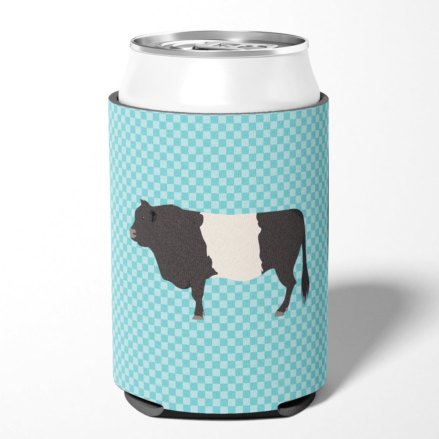 Belted Galloway Cow Blue Check Can or Bottle Hugger BB8005CC