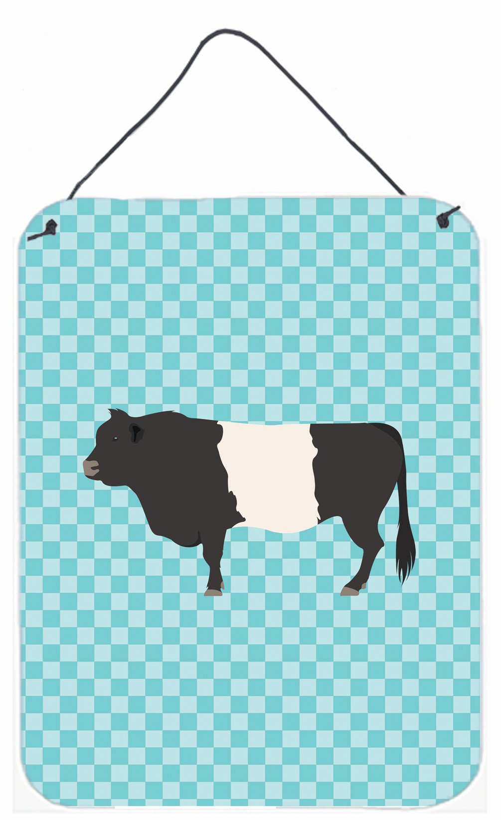 Belted Galloway Cow Blue Check Wall or Door Hanging Prints BB8005DS1216 by Caroline&#39;s Treasures