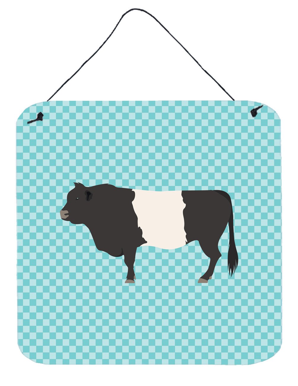 Belted Galloway Cow Blue Check Wall or Door Hanging Prints BB8005DS66 by Caroline's Treasures