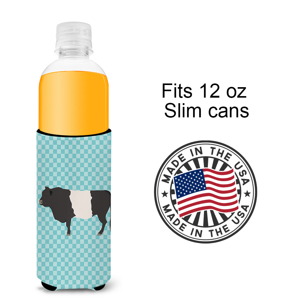 Belted Galloway Cow Blue Check  Ultra Hugger for slim cans  the-store.com.
