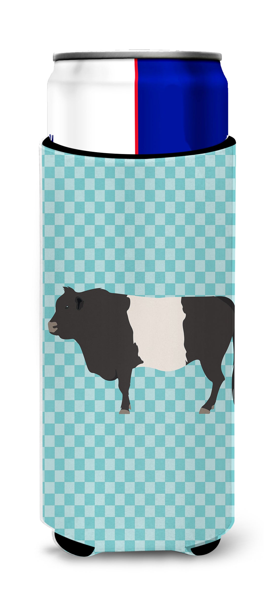 Belted Galloway Cow Blue Check  Ultra Hugger for slim cans  the-store.com.