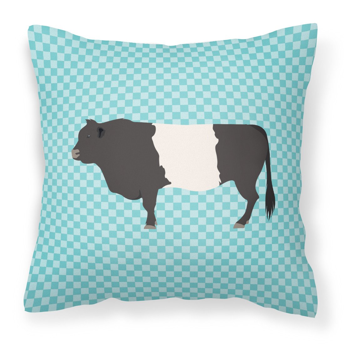 Belted Galloway Cow Blue Check Fabric Decorative Pillow BB8005PW1818 by Caroline's Treasures