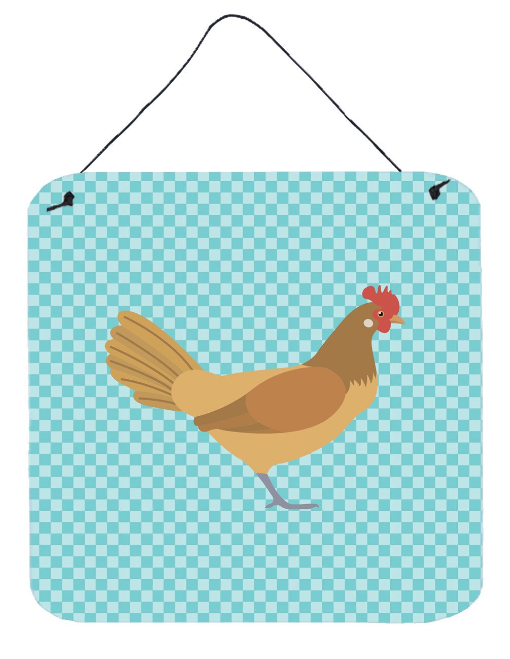 Frisian Friesian Chicken Blue Check Wall or Door Hanging Prints BB8006DS66 by Caroline's Treasures