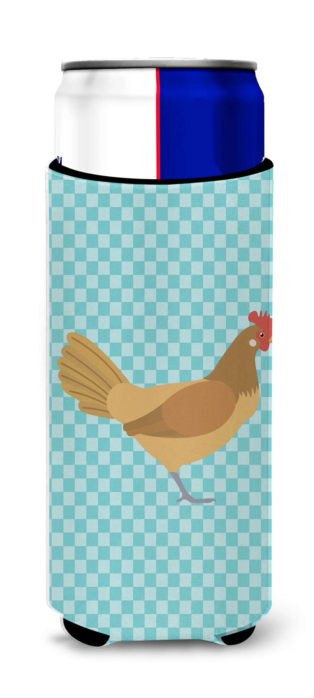 Frisian Friesian Chicken Blue Check  Ultra Hugger for slim cans  the-store.com.