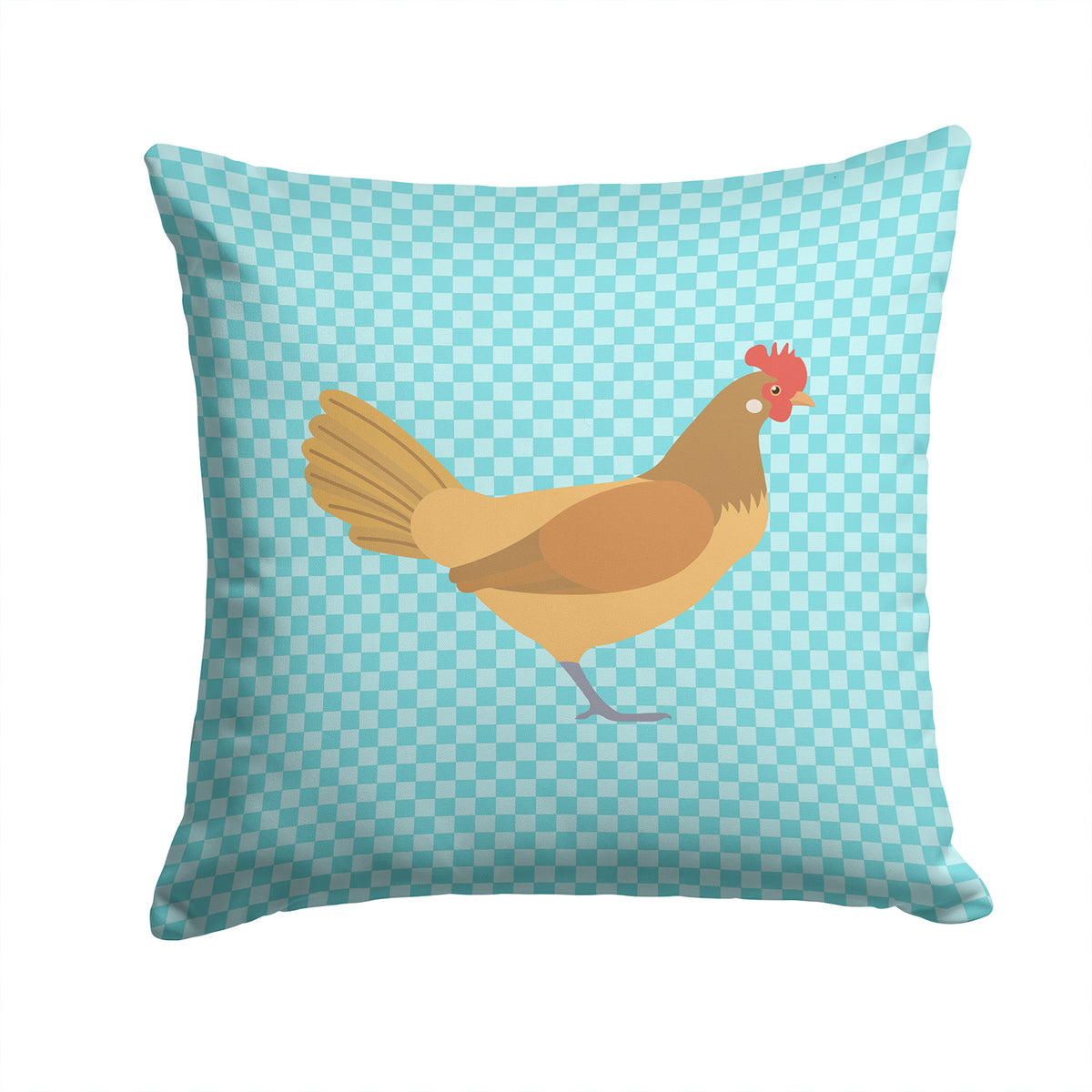 Frisian Friesian Chicken Blue Check Fabric Decorative Pillow BB8006PW1414 - the-store.com