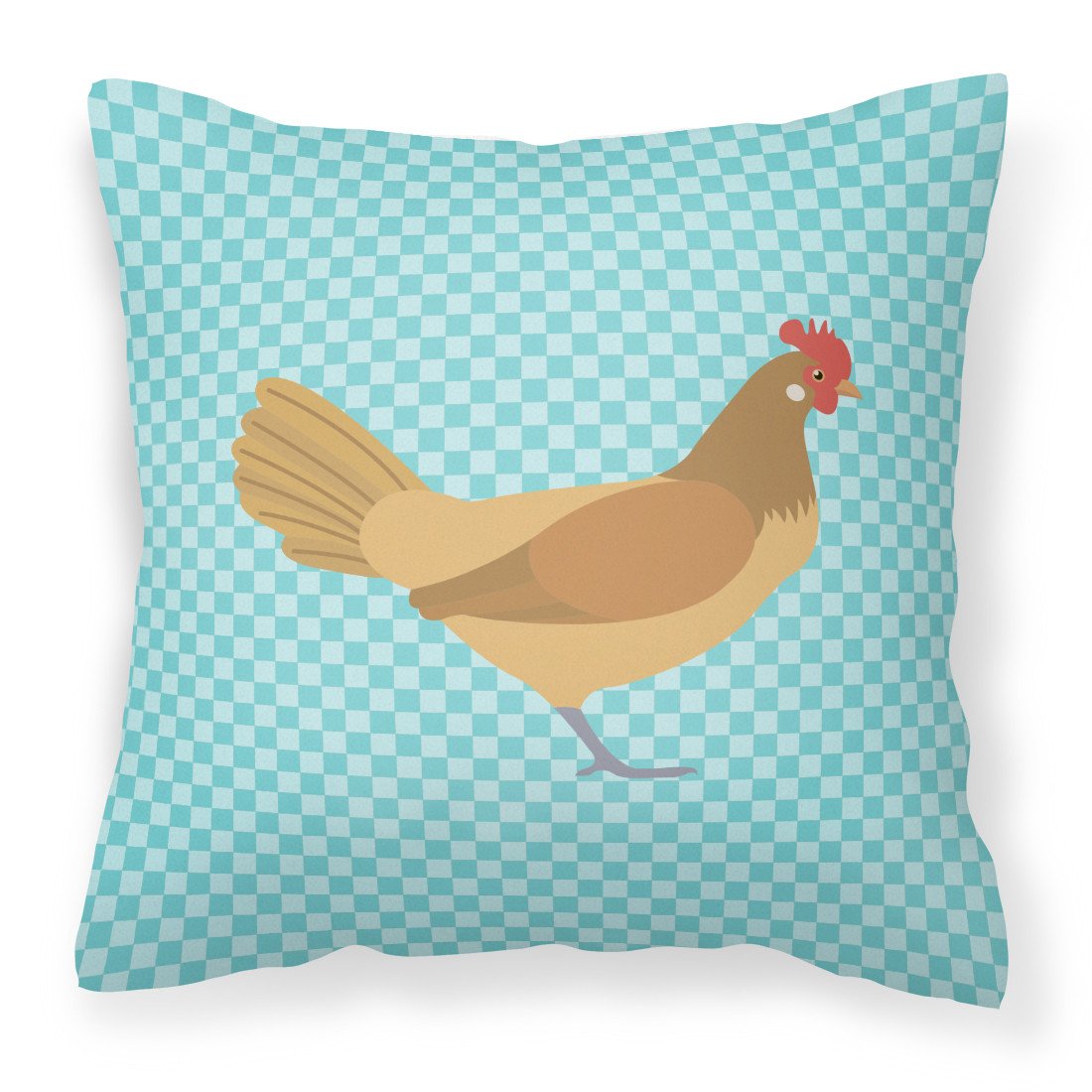 Frisian Friesian Chicken Blue Check Fabric Decorative Pillow BB8006PW1818 by Caroline's Treasures