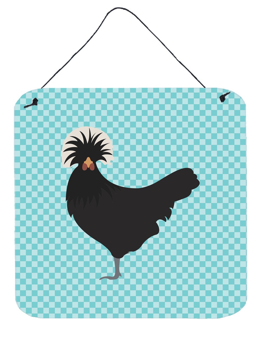 Polish Poland Chicken Blue Check Wall or Door Hanging Prints BB8008DS66 by Caroline&#39;s Treasures